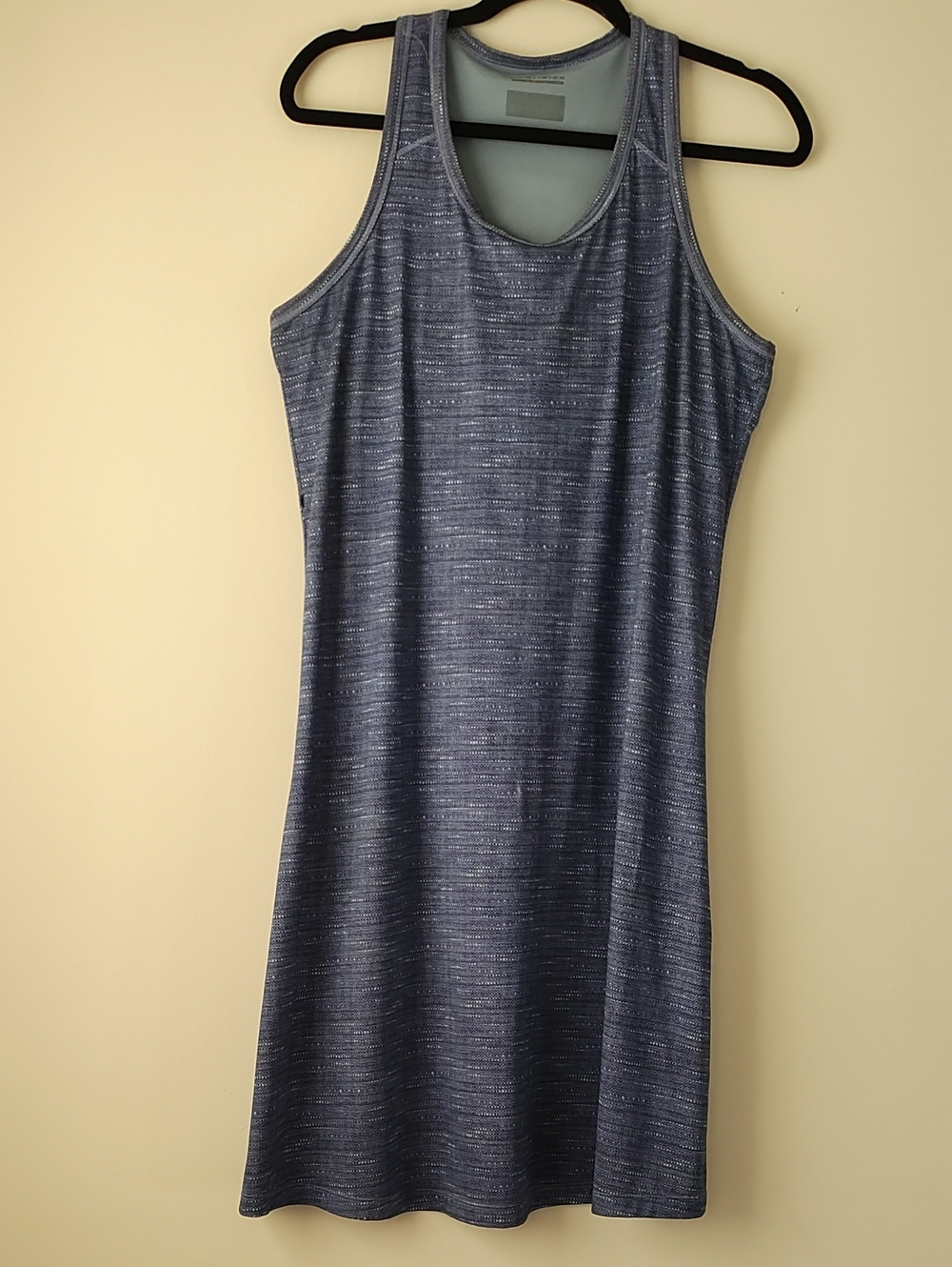 Columbia Blue Heather Athletic Tank Dress With Built-in Bra.
